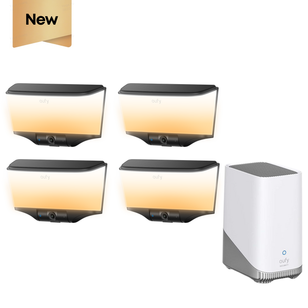 eufy Wall Light Cam S4 (4 pack) + eufy HomeBase™ S380