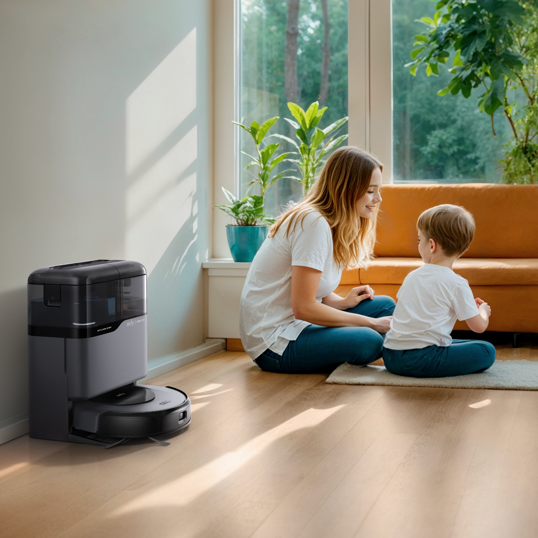 eufy robotic vacuum with self-emptying feature for clean floor