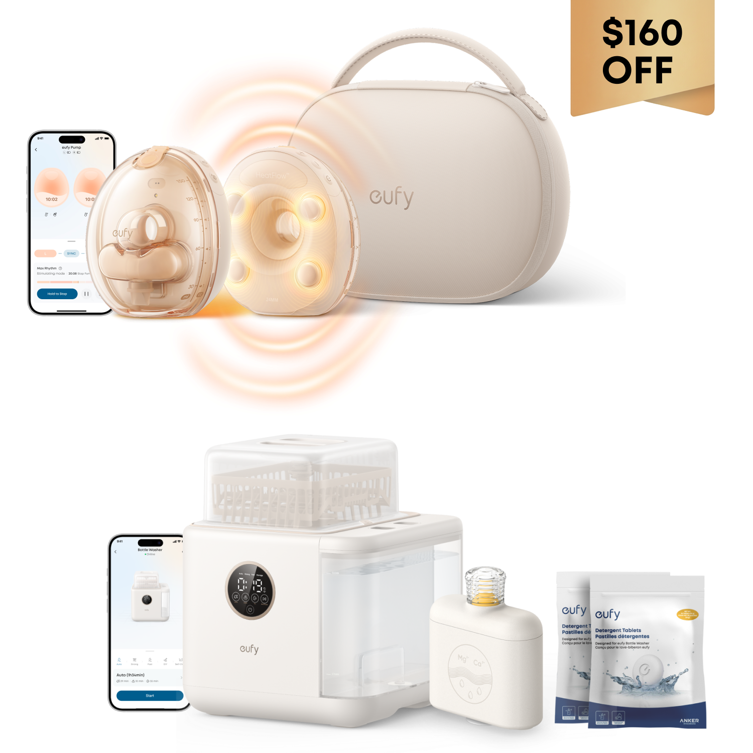 eufy Wearable Breast Pump S2 Pro & Baby Bottle Washer S1 Pro