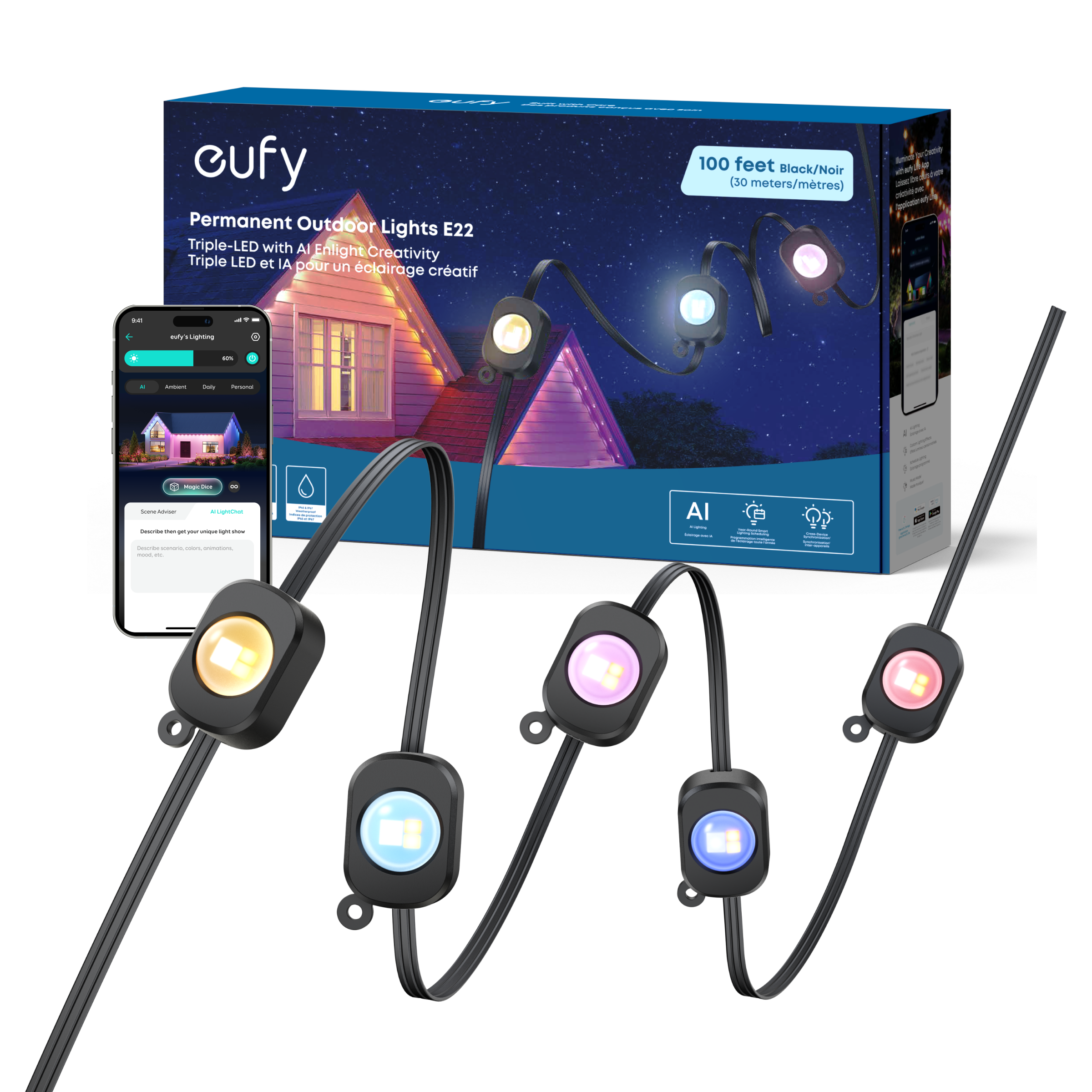 eufy Permanent Outdoor Lights E22 with AI creativity for houses