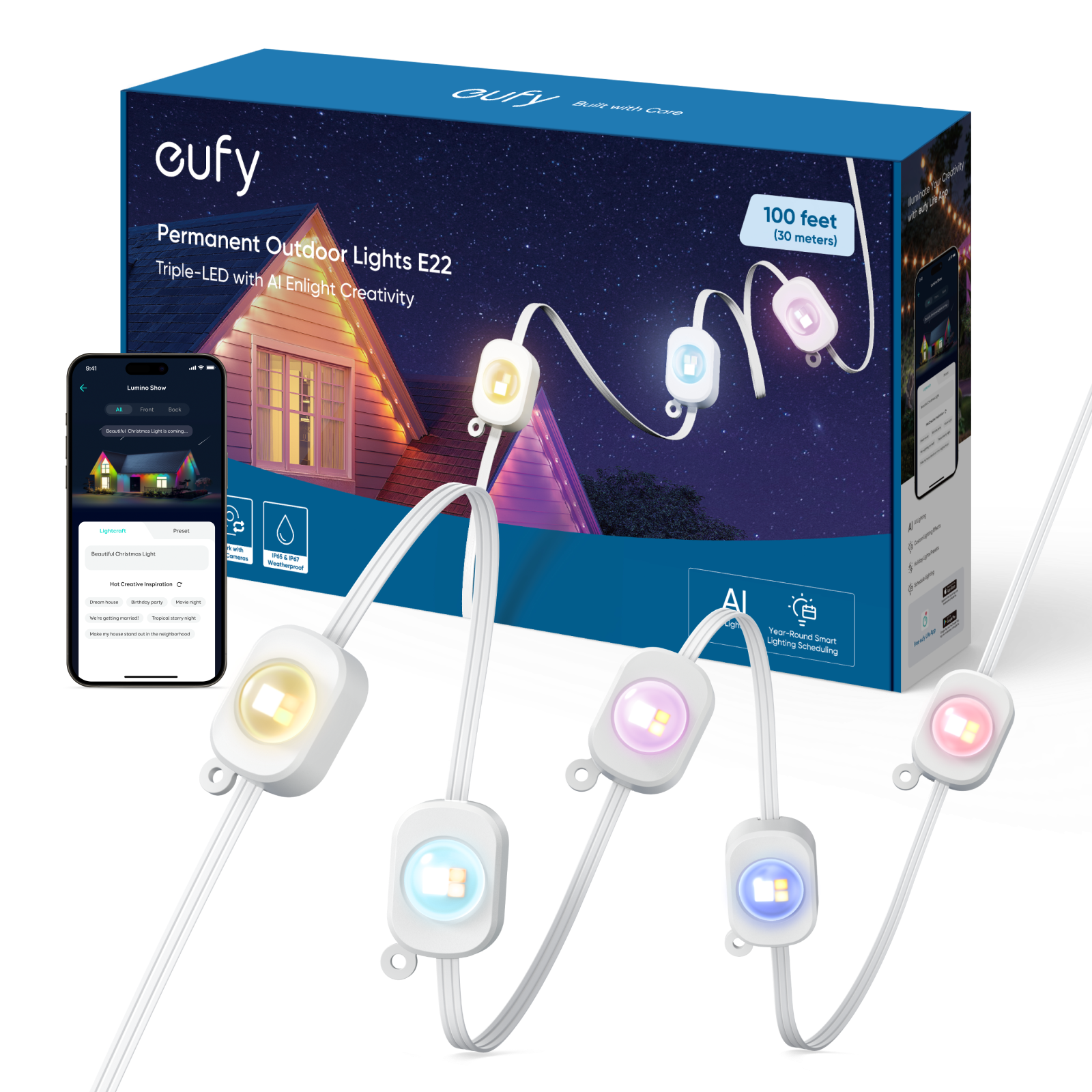 eufy Permanent Outdoor Lights E22 with AI can decorate house for festive lighting