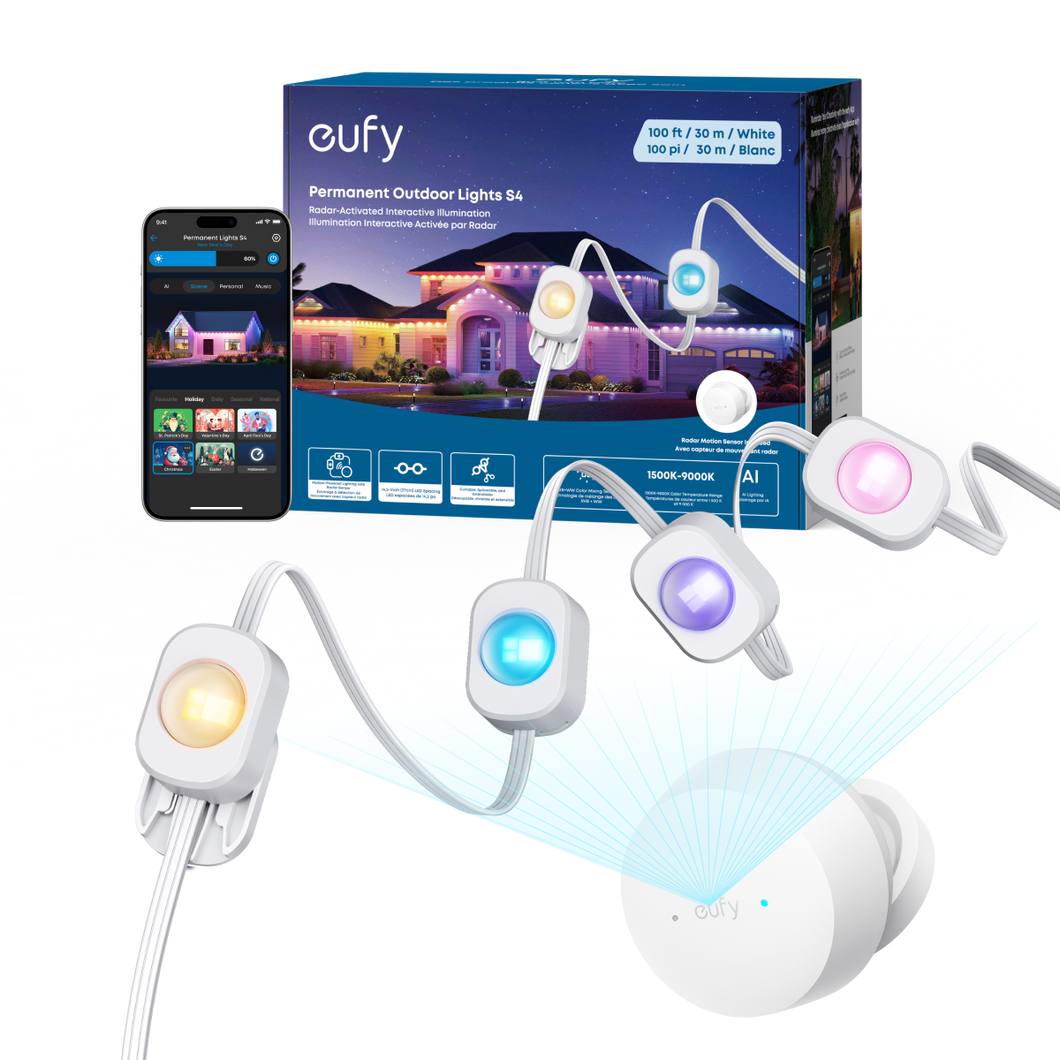 eufy Permanent Outdoor Lights S4 (100ft with 72 LED Lights)+ Free eufy Outdoor String Lights E10