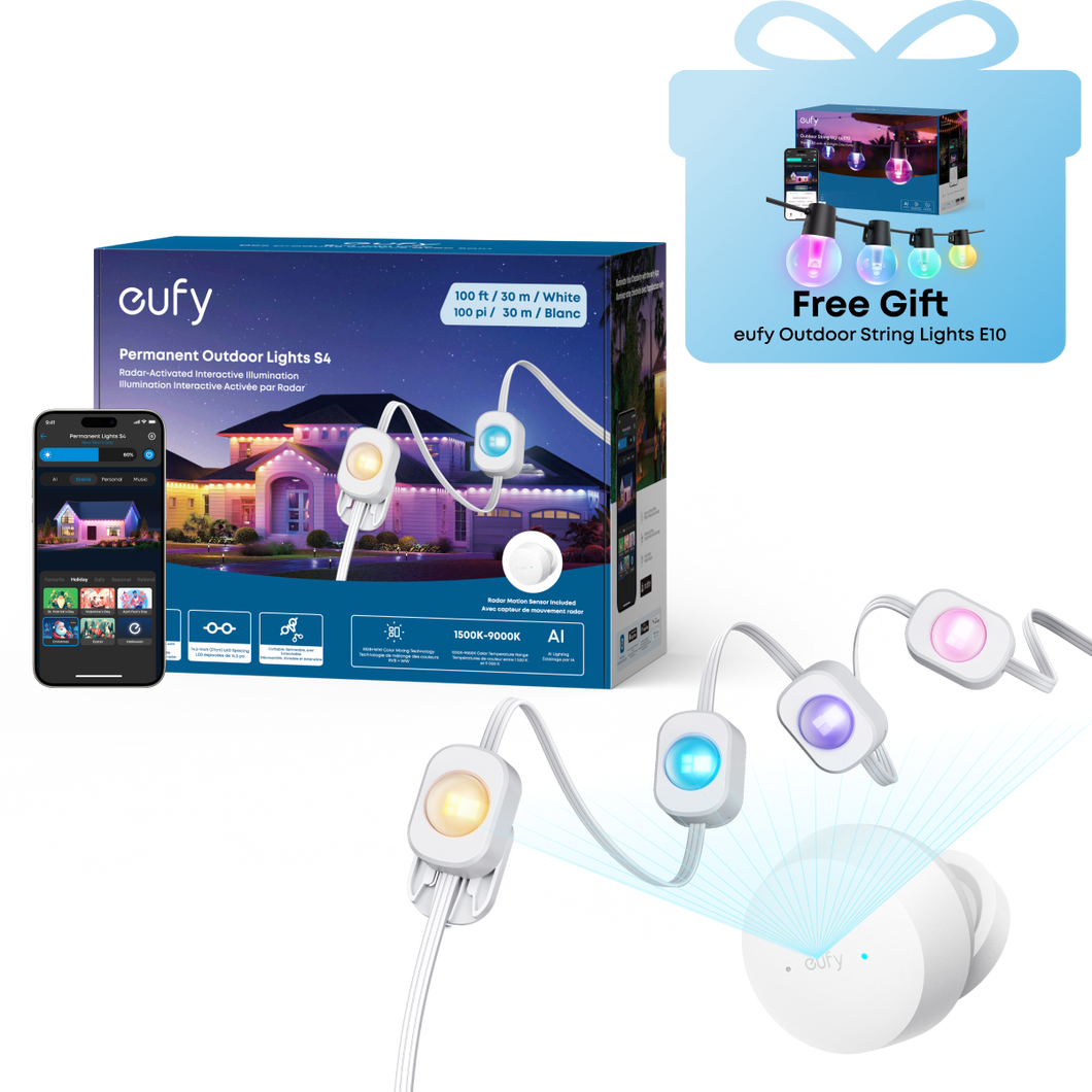 eufy Permanent Outdoor Lights S4 (100ft with 72 LED Lights)+ Free eufy Outdoor String Lights E10