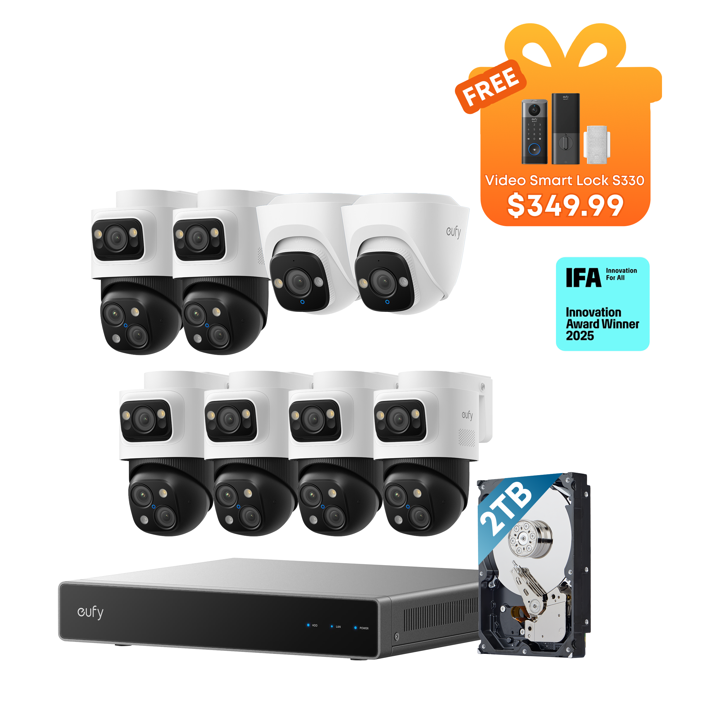 eufy PoE NVR Security System S4 Max + 2 PoE Cam S4 Add-Ons+2 PoE Cam E41 Add-Ons