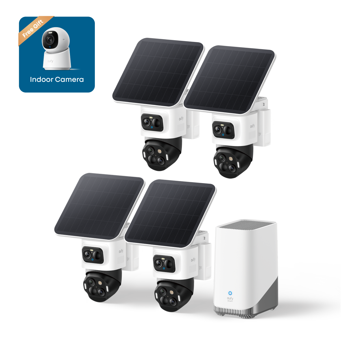 eufyCam S4 4-Cam Kit + FREE Indoor Cam E30 (Live Only)