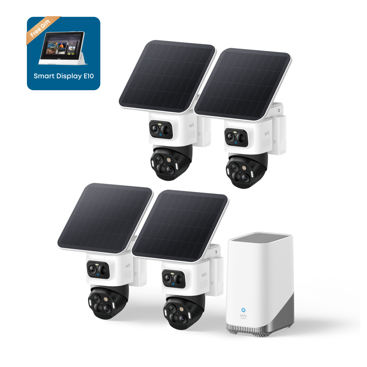 eufyCam S4 4-Cam Kit + FREE Smart Display E10 (Live Only)
