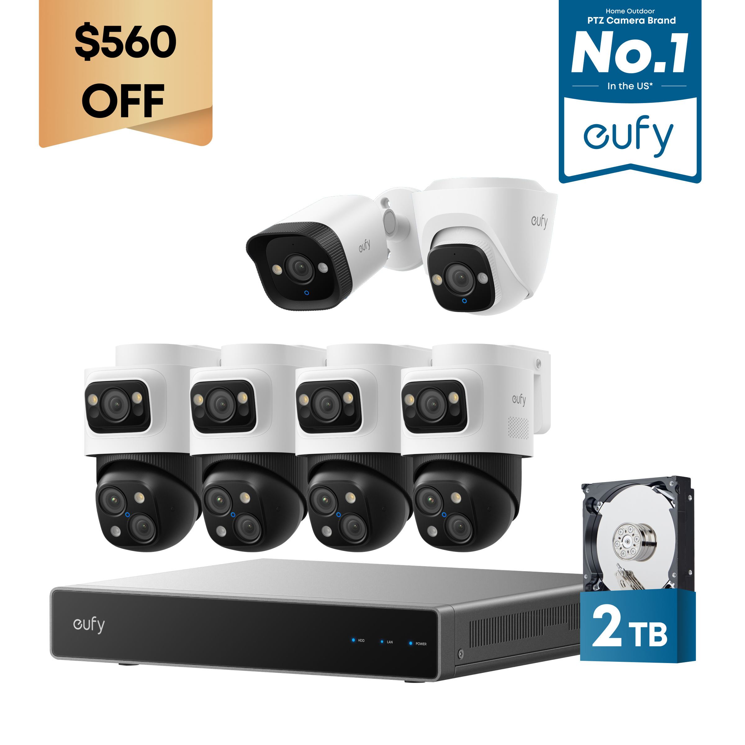 eufy PoE NVR Security System S4 Max+Turret Camera E41+ Bullet Camera E40