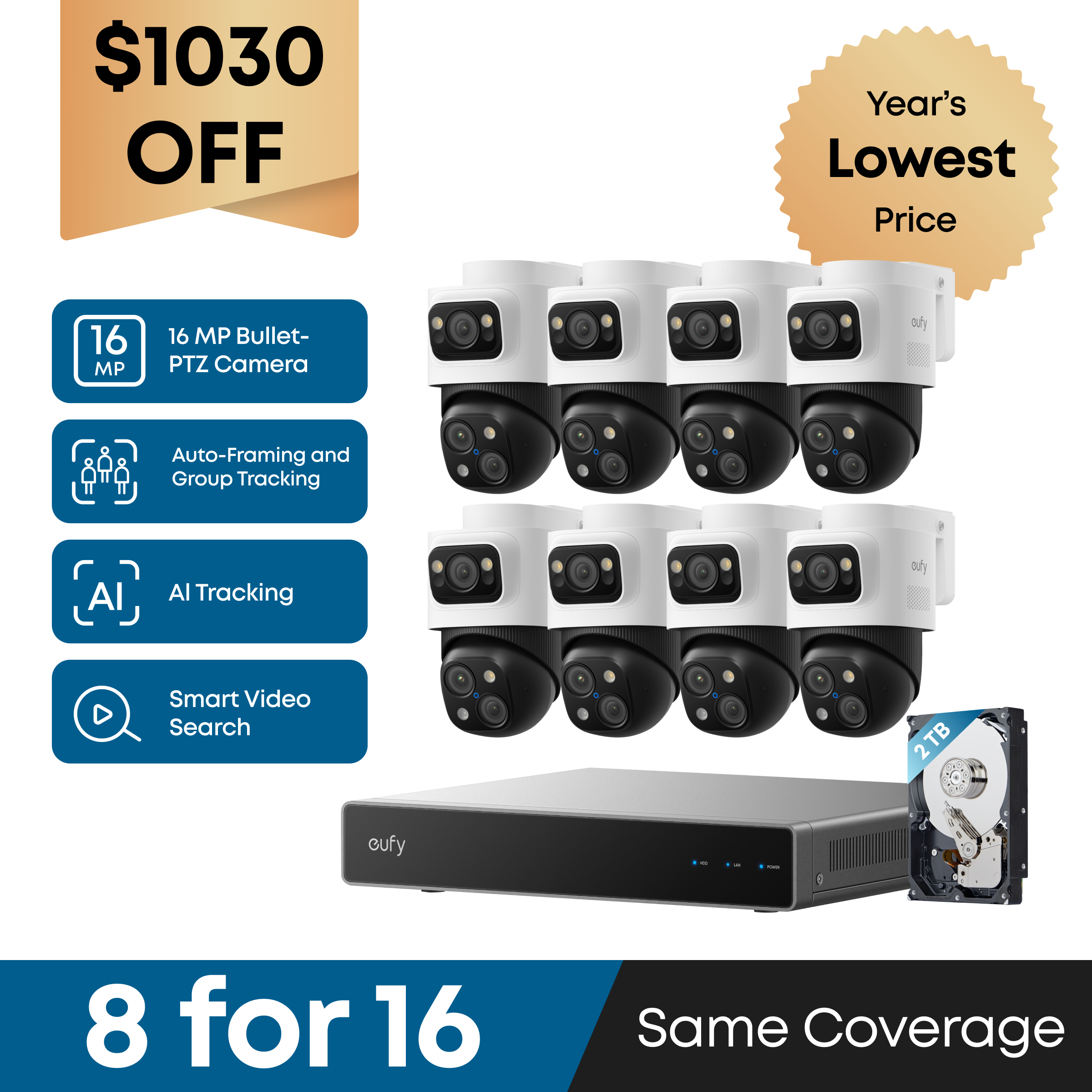 eufy PoE NVR Security System S4 Max + 4 PoE Cam S4 Add-Ons