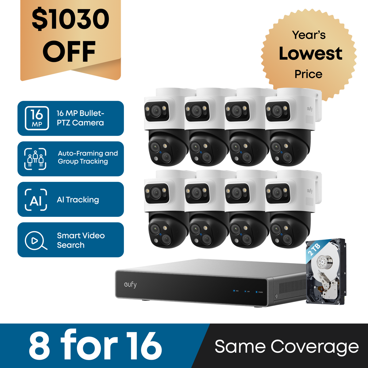 eufy PoE NVR Security System S4 Max + 4 PoE Cam S4 Add-Ons