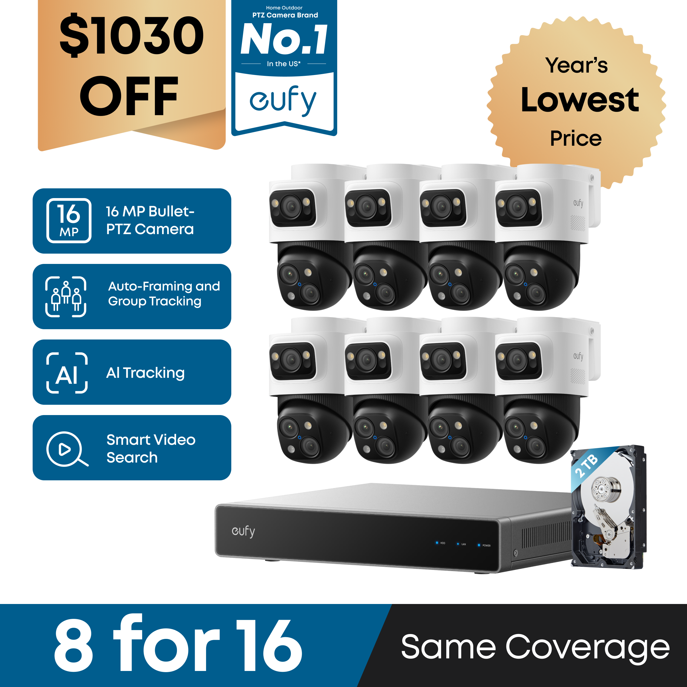 eufy 8-cam Kit PoE NVR Security System S4 Max