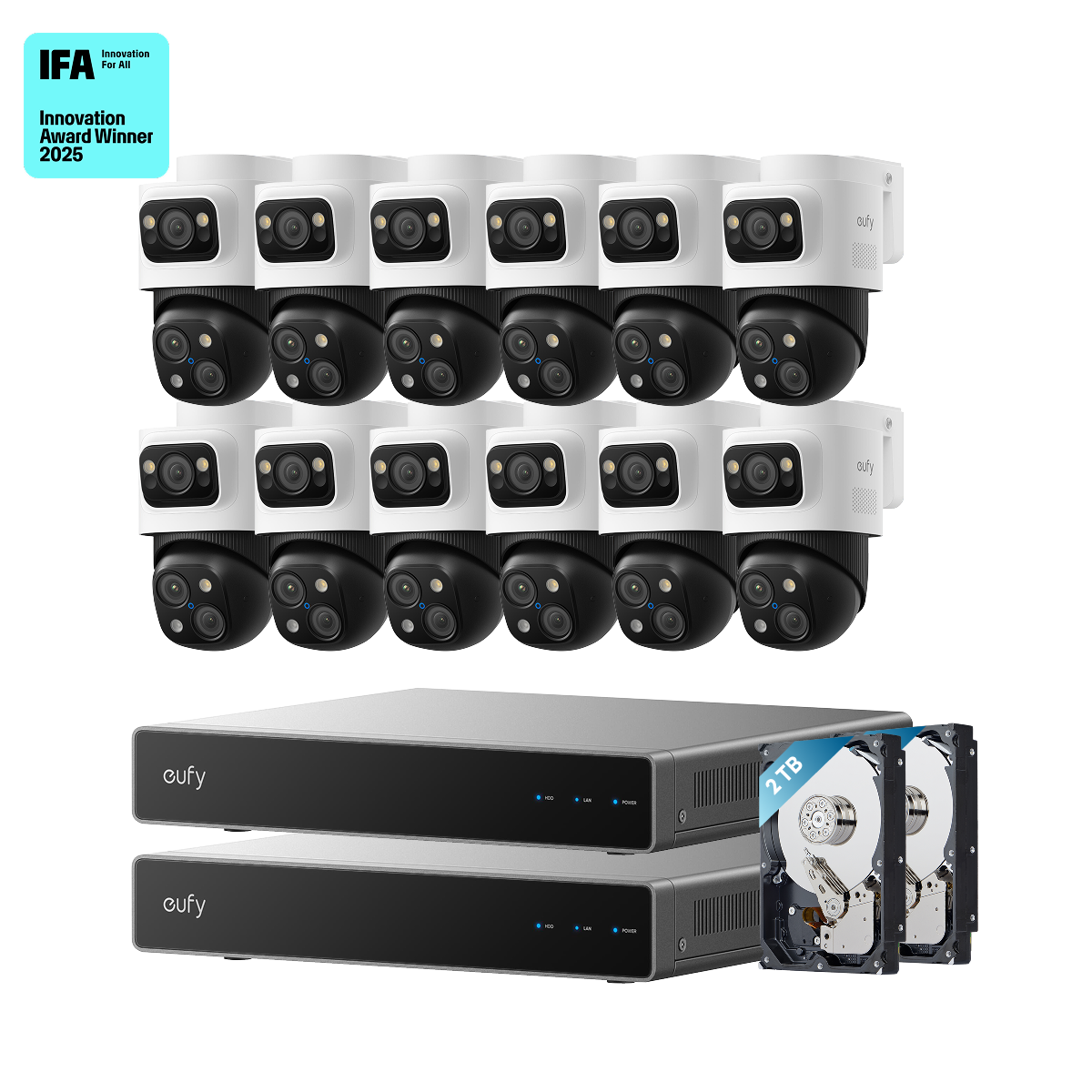 eufy Dual-NVR PoE System with 12 PoE Cam S4