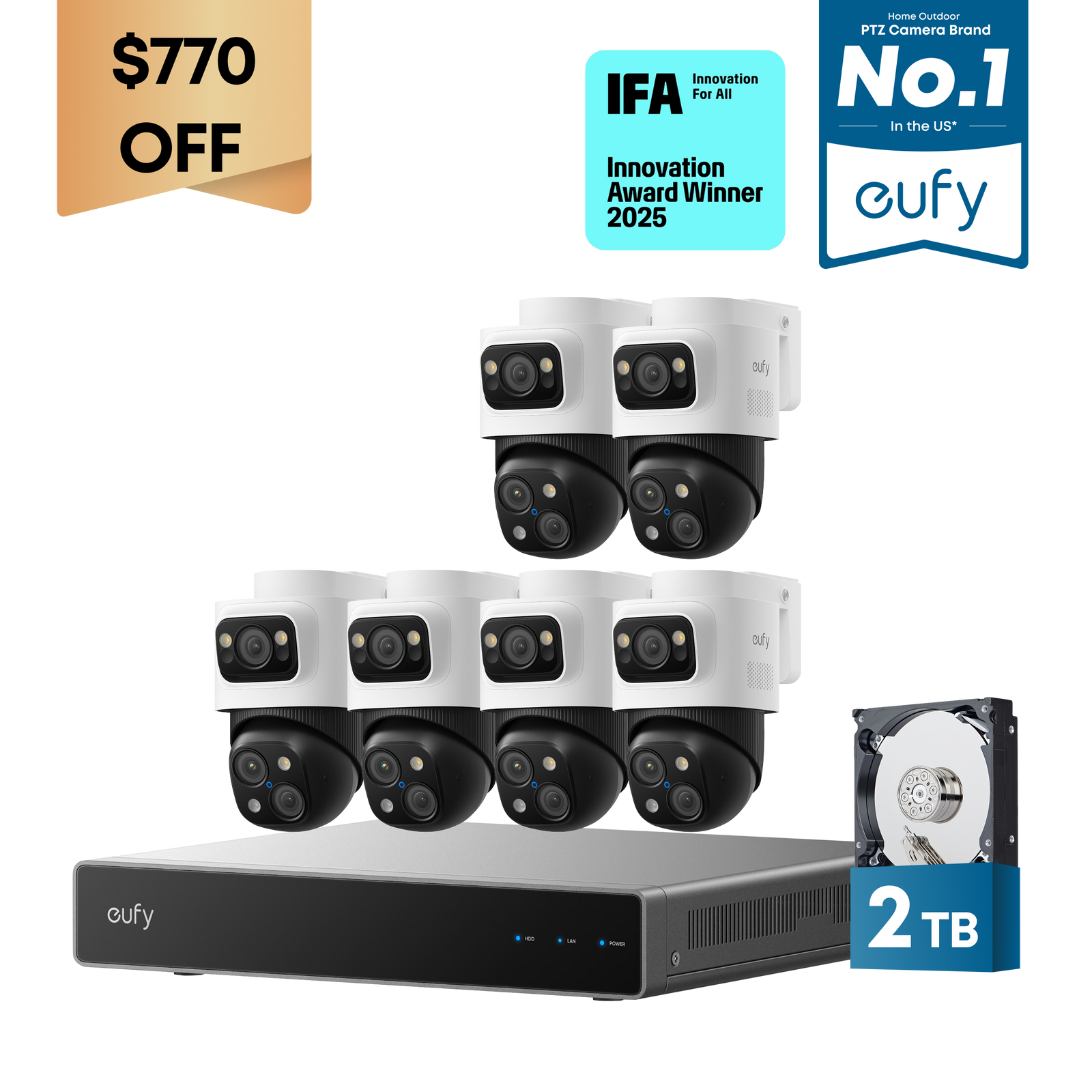 eufy 6-Cam Kit PoE NVR Security System S4 Max