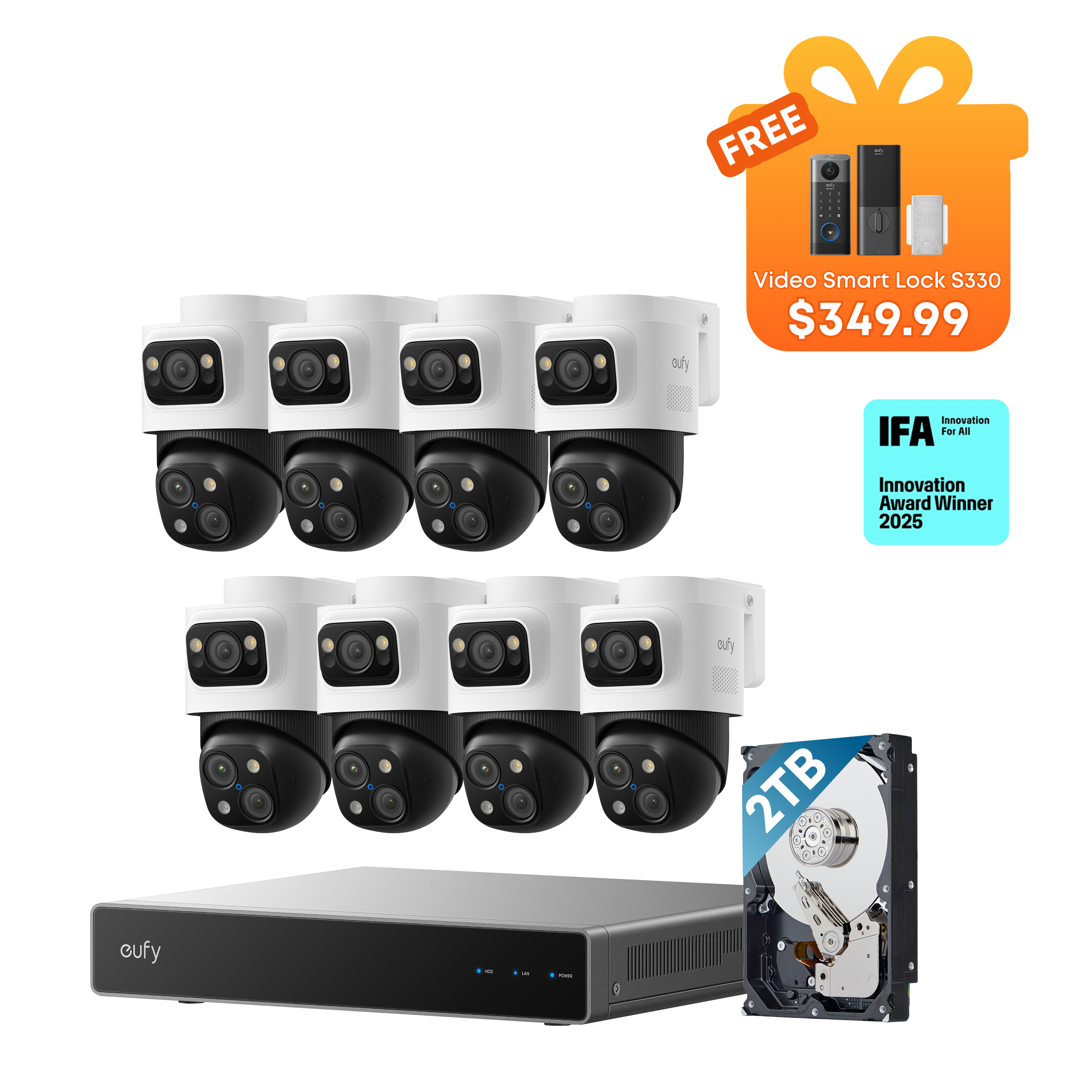 eufy PoE NVR Security System S4 Max + 4 PoE Cam S4 Add-Ons