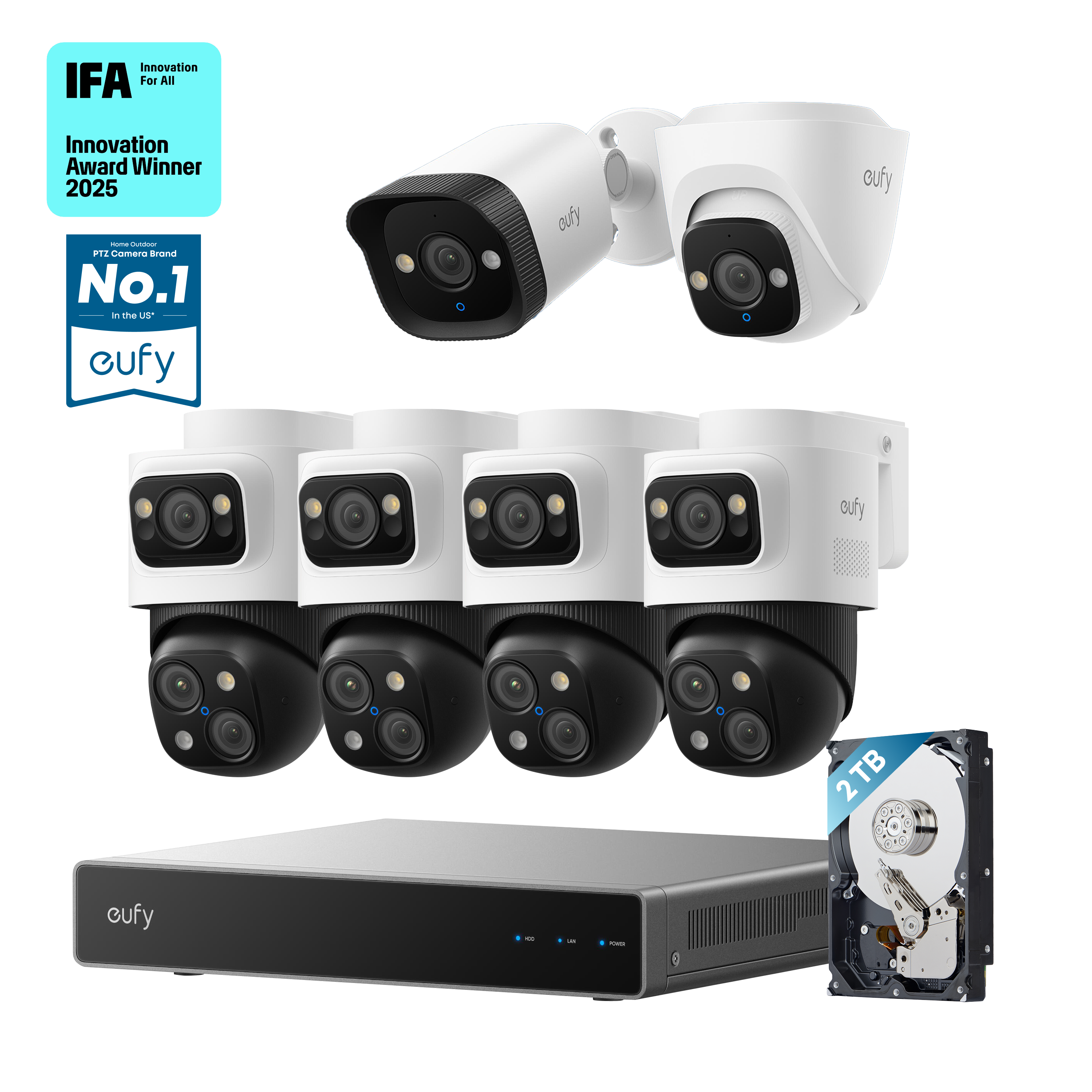 eufy PoE NVR Security System S4 Max+Turret Camera E41+ Bullet Camera E40