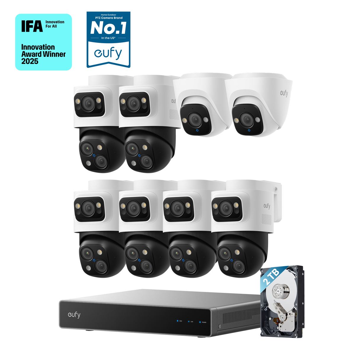 eufy 6-Cam Kit PoE NVR Security System S4 Max + 2 Turret Cameras