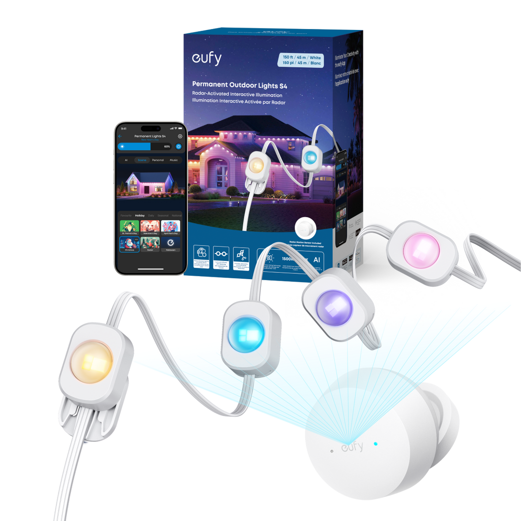 eufy Permanent Outdoor Lights S4 (150ft with 108 LED Lights) +Free eufy Outdoor String Lights E10