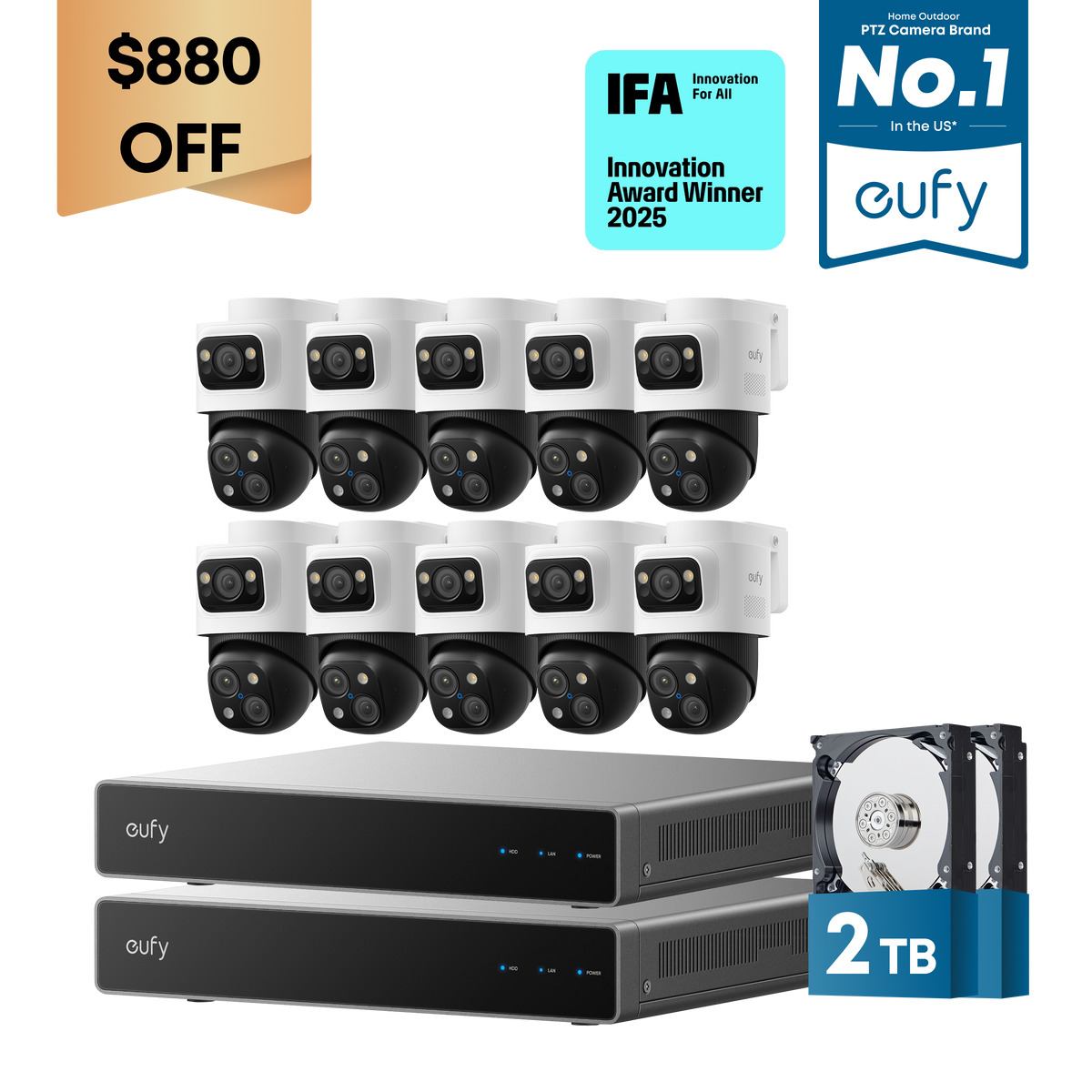 eufy Dual-NVR PoE System with 10 PoE Cam S4