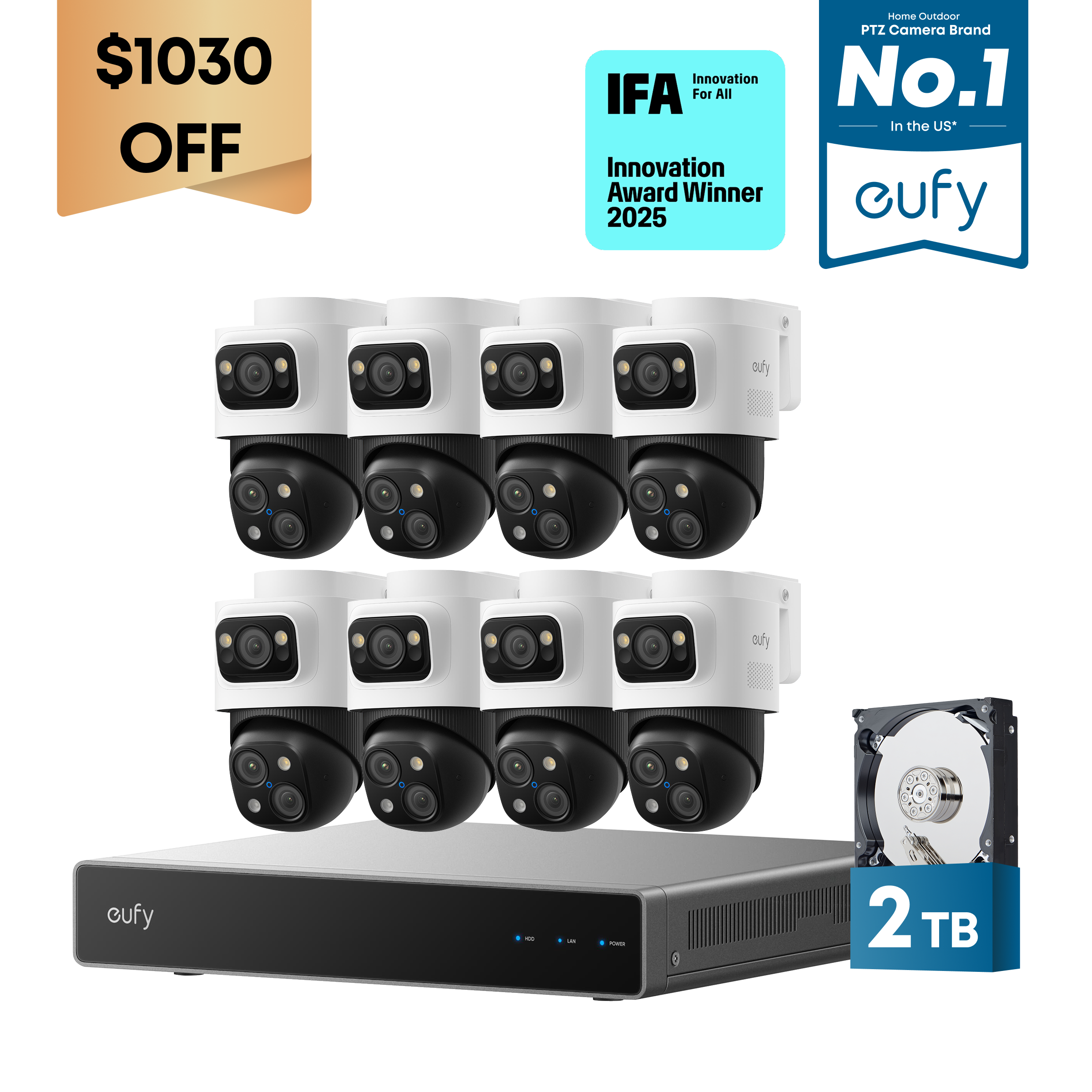 eufy PoE NVR Security System S4 Max + 4 PoE Cam S4 Add-Ons