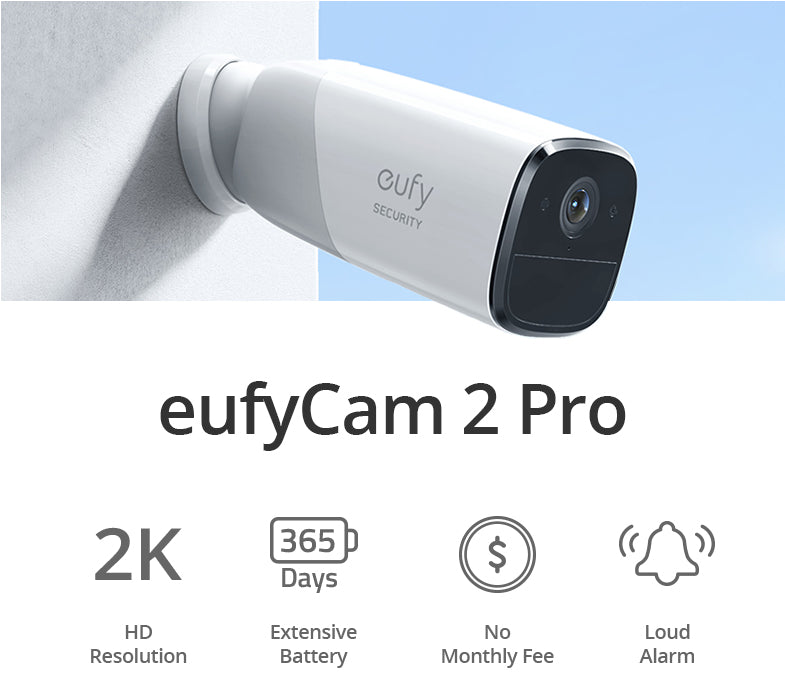 EufyCam 2 Pro Wireless Home Security Camera System, 3-Cam Kit, 365-Day  Battery Life, 2K Resolution, No Monthly Fee