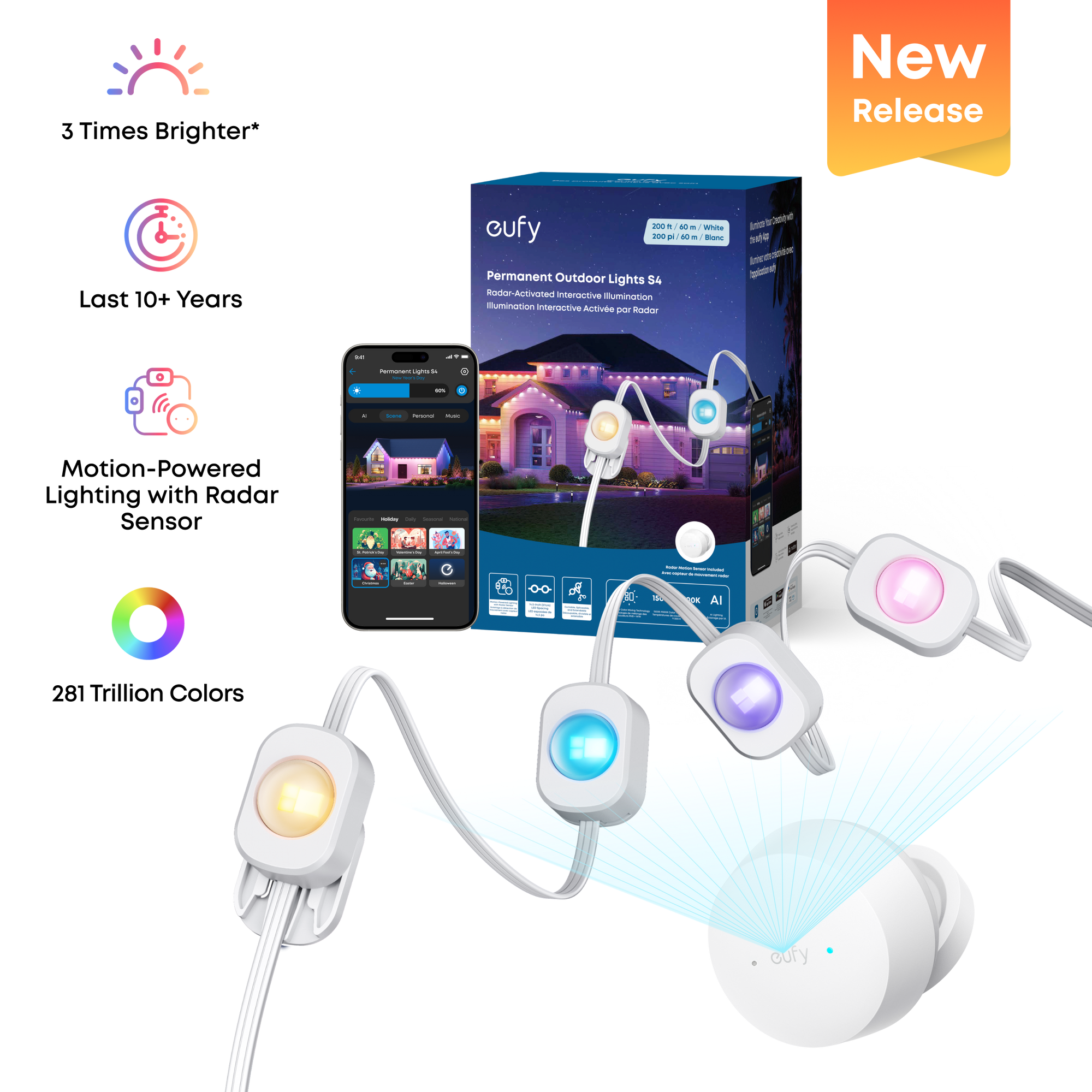 eufy Permanent Outdoor Lights S4 (200ft with 144 LED Lights)