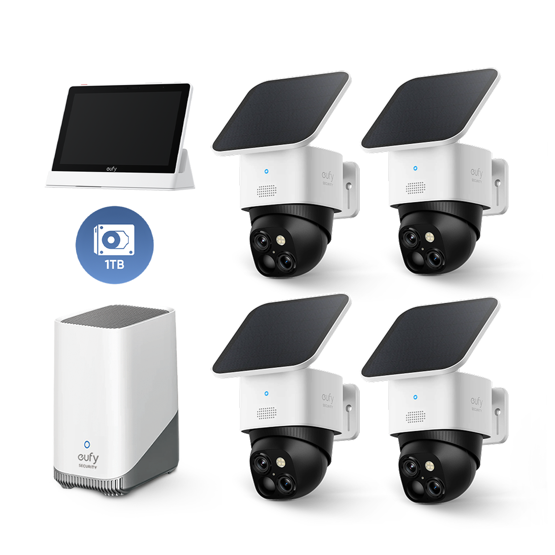 SoloCam S340  (4-Cam Pack) + HomeBase™ S380+ 1 TB Hard Drive+Smart Display E10