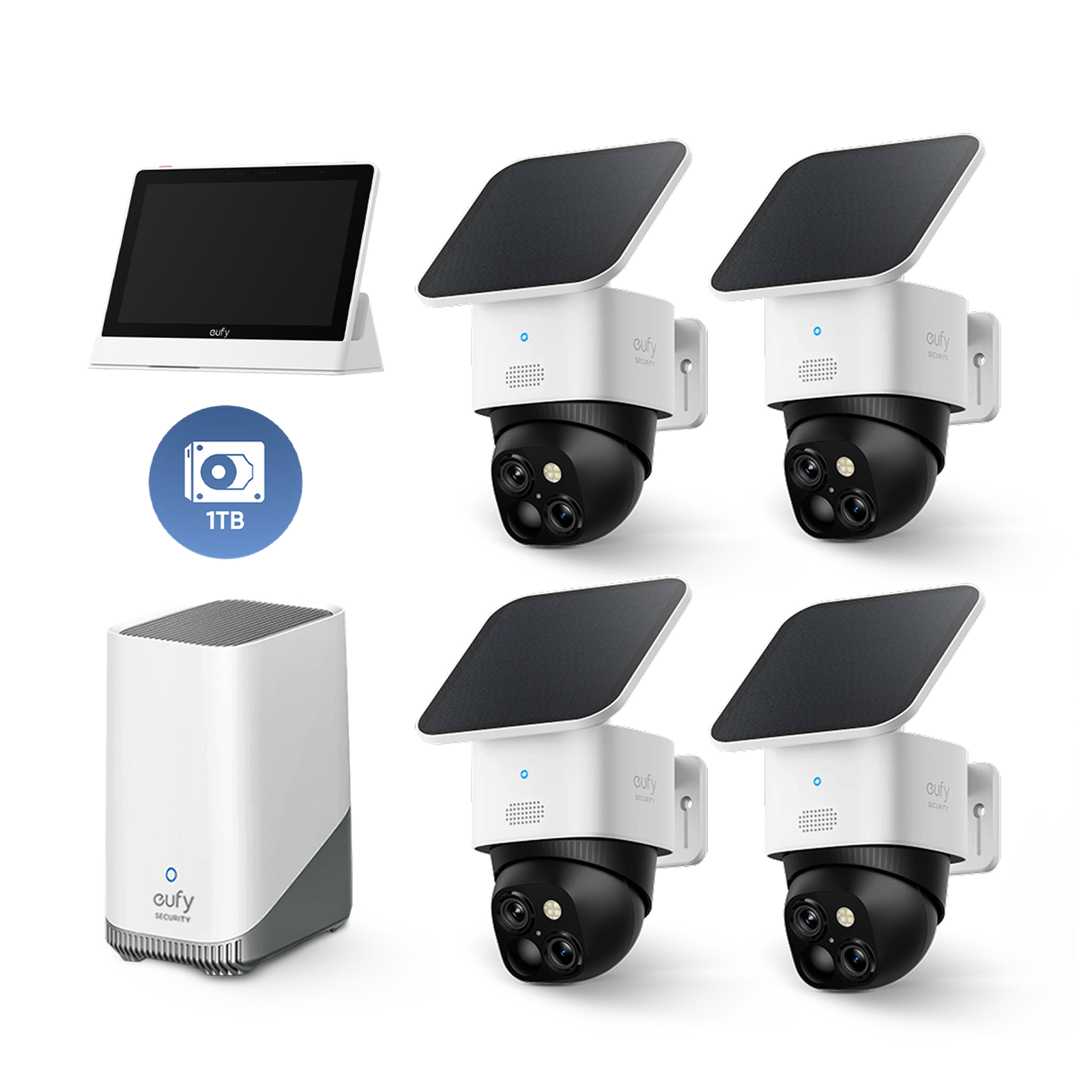 SoloCam S340  (4-Cam Pack) + HomeBase™ S380+ 1 TB Hard Drive+Smart Display E10