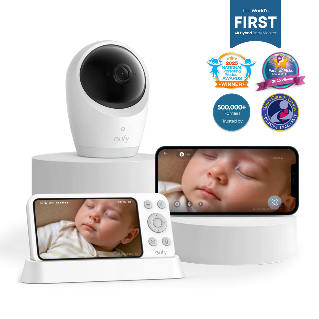 eufy 4K Hybrid Baby Monitor with awards on black