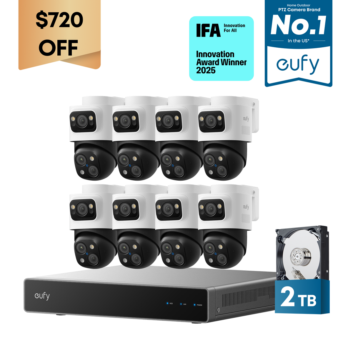 eufy PoE NVR Security System S4 Max + 4 PoE Cam S4 Add-Ons