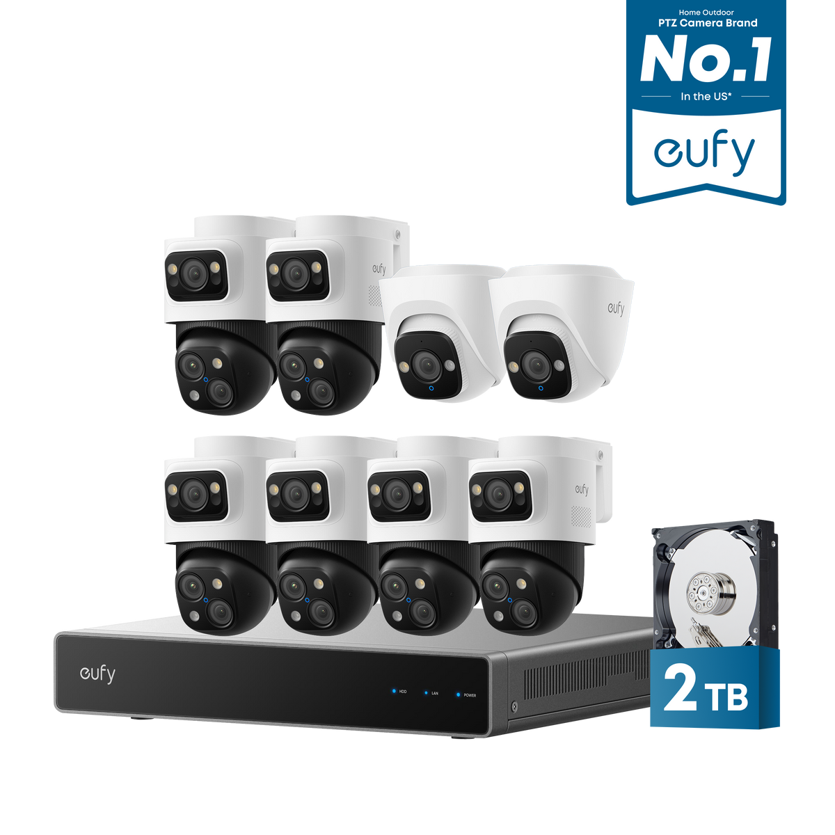 eufy 6-Cam Kit PoE NVR Security System S4 Max + 2 Turret Cameras
