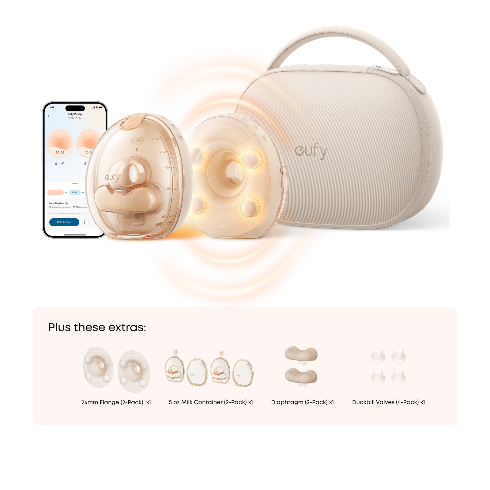 eufy Wearable Breast Pump S2 Pro Essential Kit (5 oz Milk Container+ 24 mm Flange )