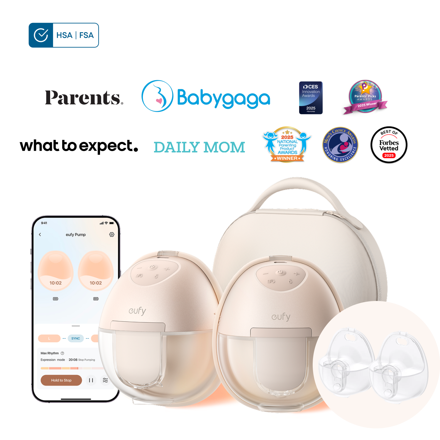 eufy Breast Pump S1 Pro + Original Milk Container (2-Pack)