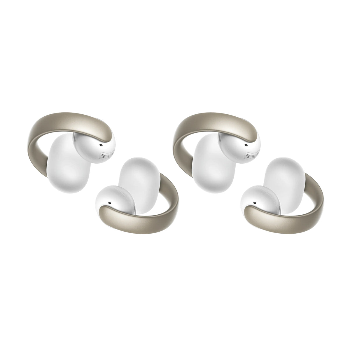 soundcore wireless earbuds with ergonomic design in gold and white