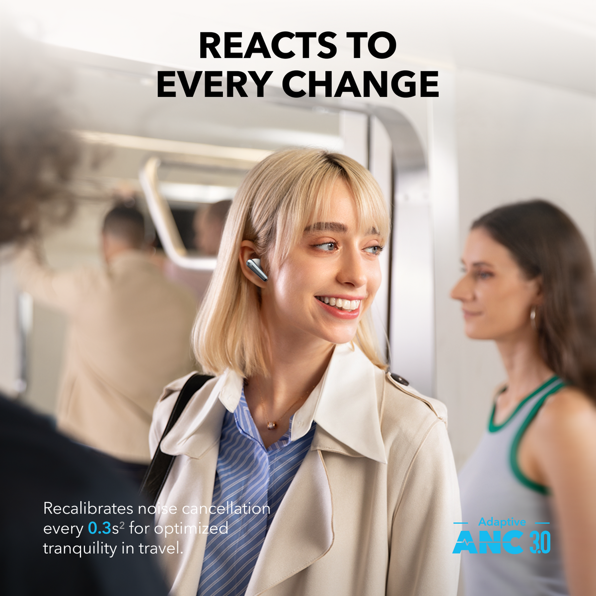 soundcore ANC earbuds with Adaptive ANC 3.0 for dynamic noise cancellation