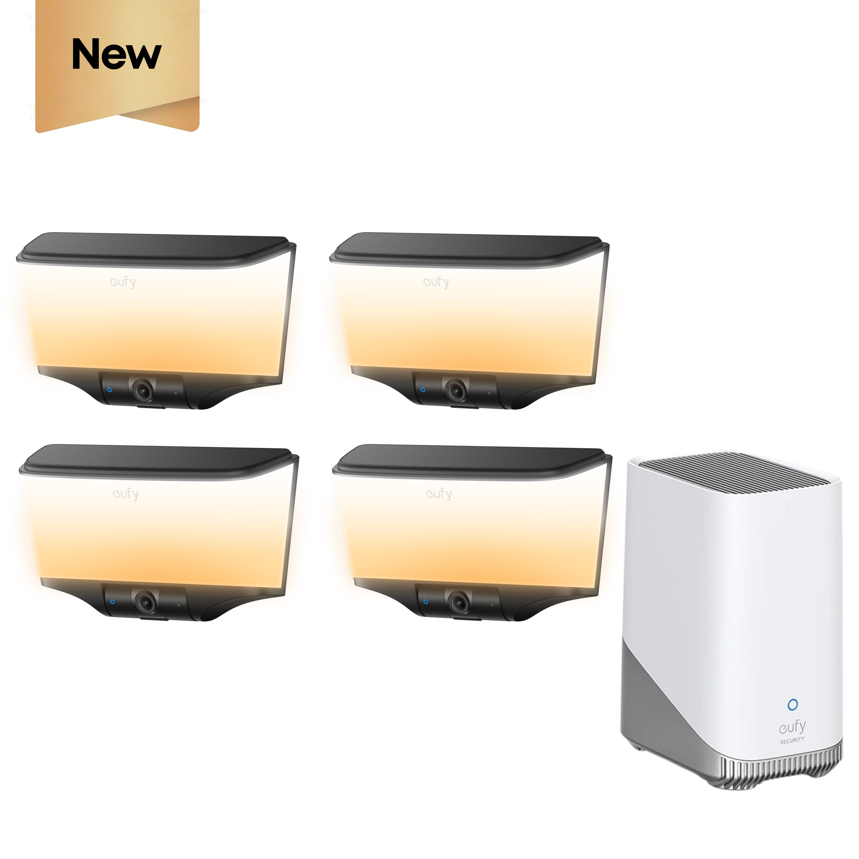 eufy Wall Light Cam S4 (4 pack) + eufy HomeBase™ S380