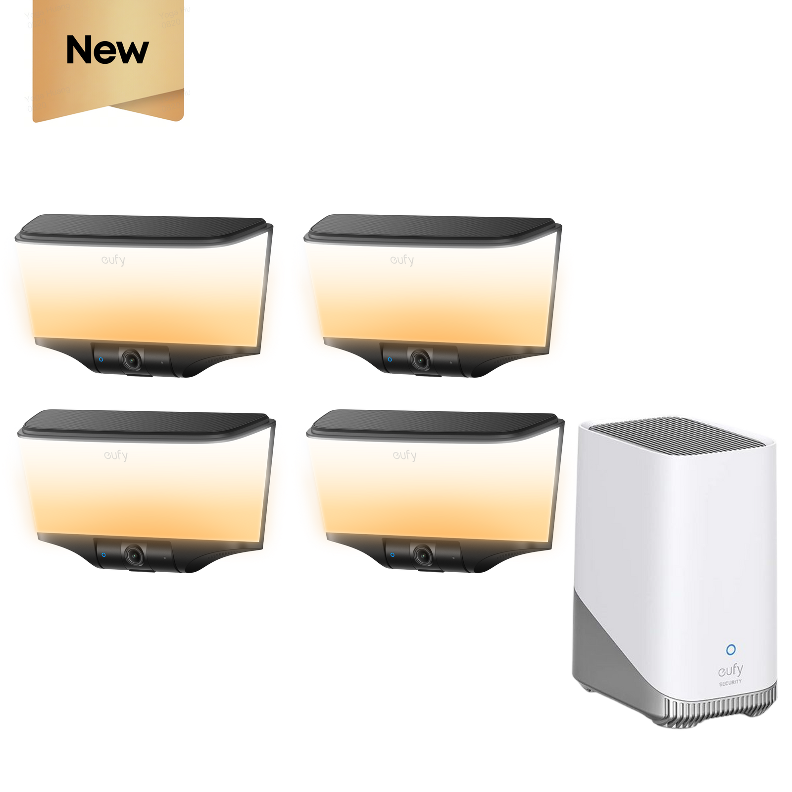 eufy Wall Light Cam S4 (4 pack) + eufy HomeBase™ S380