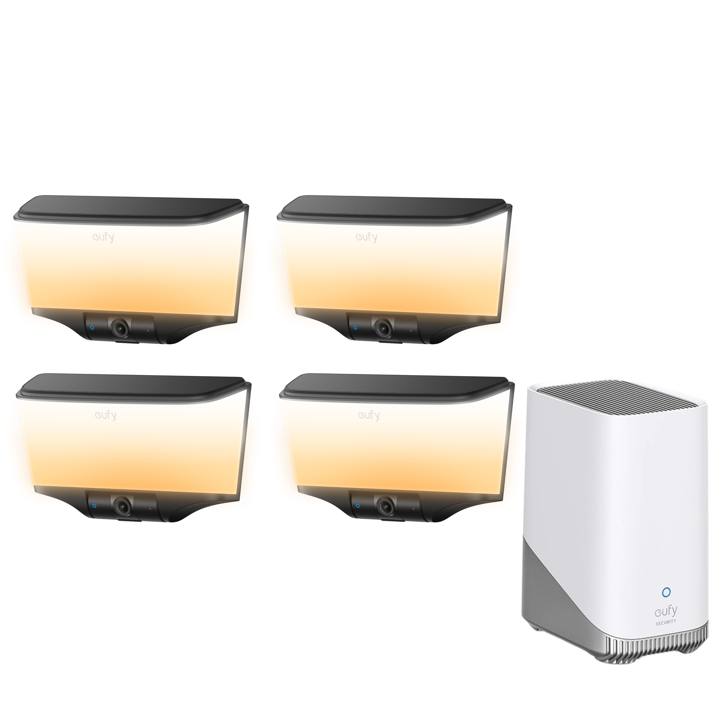eufy Wall Light Cam S4 (4 pack) + eufy HomeBase™ S380