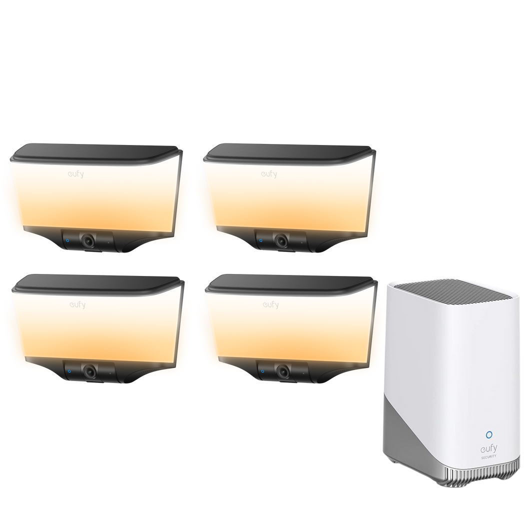 eufy Wall Light Cam S4 (4 pack) + eufy HomeBase™ S380