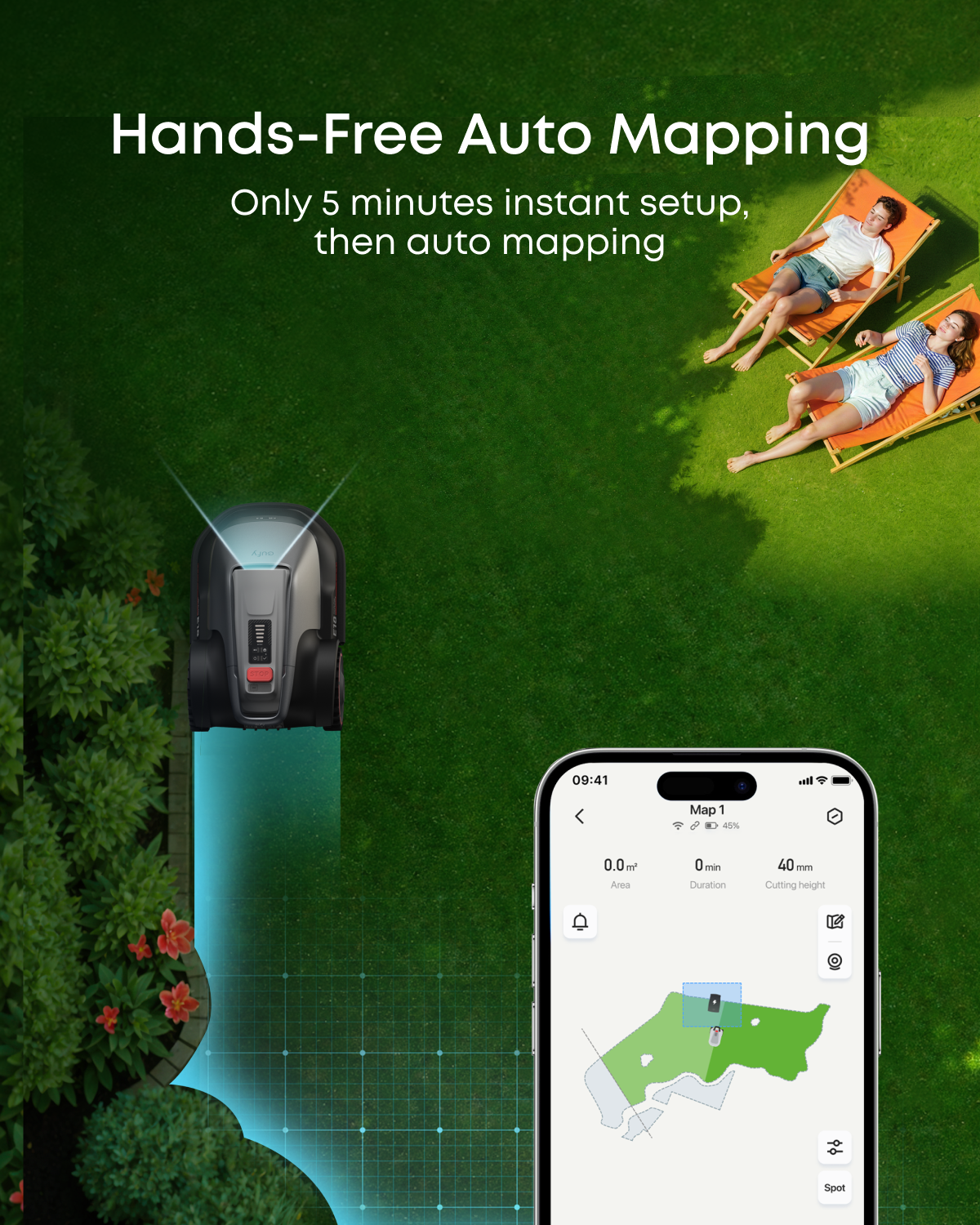 eufy Robot Lawn Mower E15 + Floodlight Camera E340