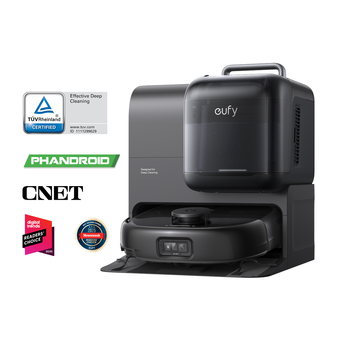 eufy robot vacuum E28 with deep cleaning and award badges
