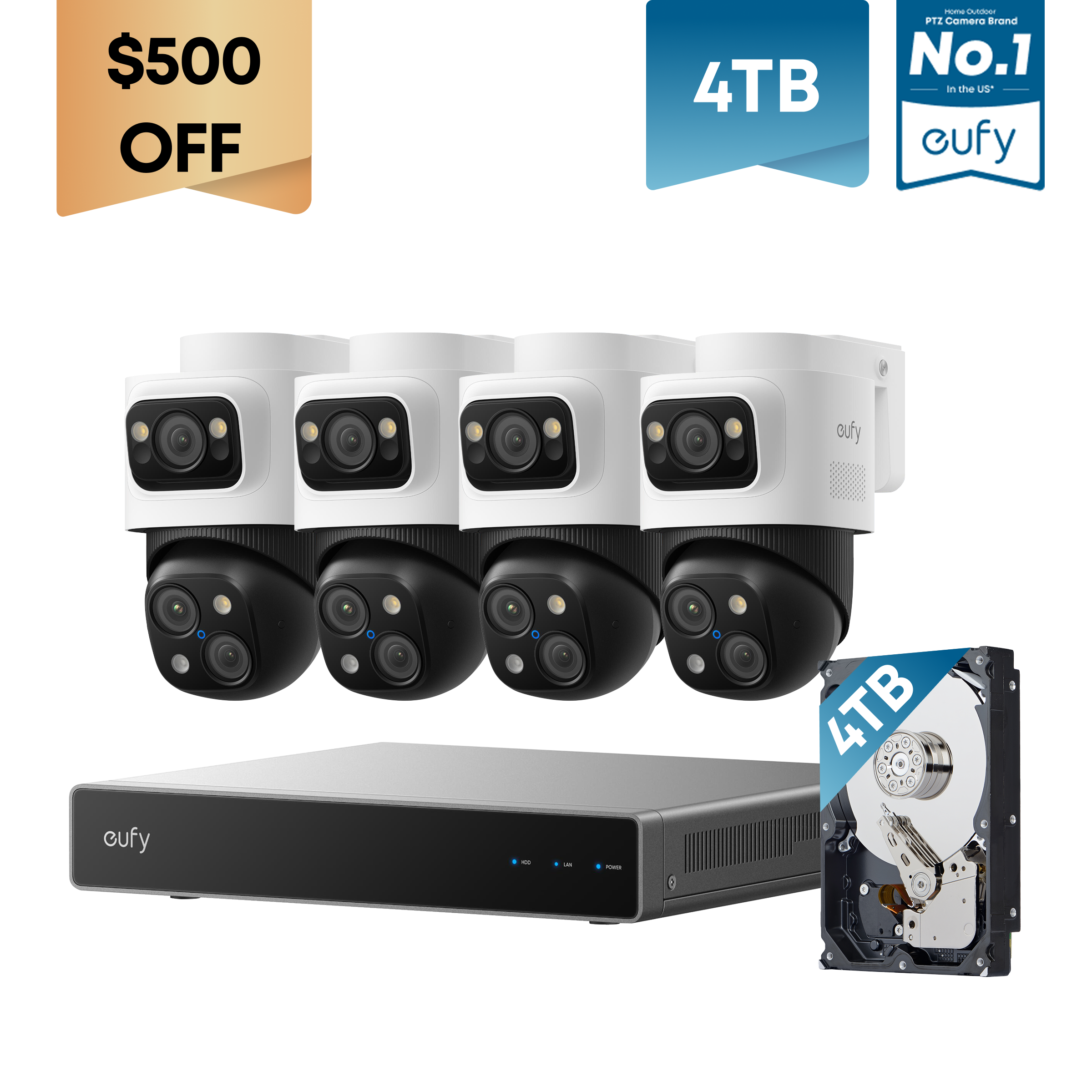 eufy 4K NVR Security Camera System S4 Max, 4 TB HDD