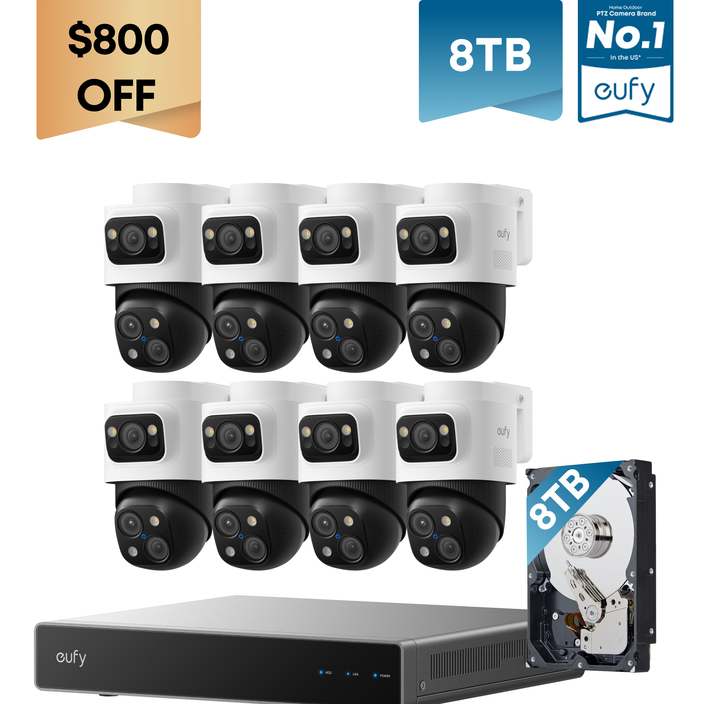 eufy 4K NVR S4 Max 8-Camera Kit with 8 TB HDD