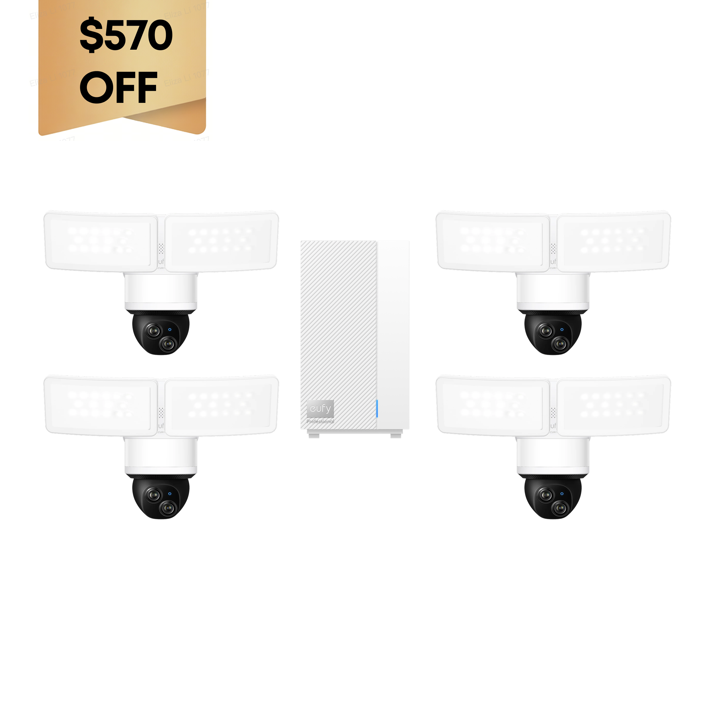eufy Floodlight Camera E340 (4-Cam Kit) + eufy HomeBase™ Professional S1