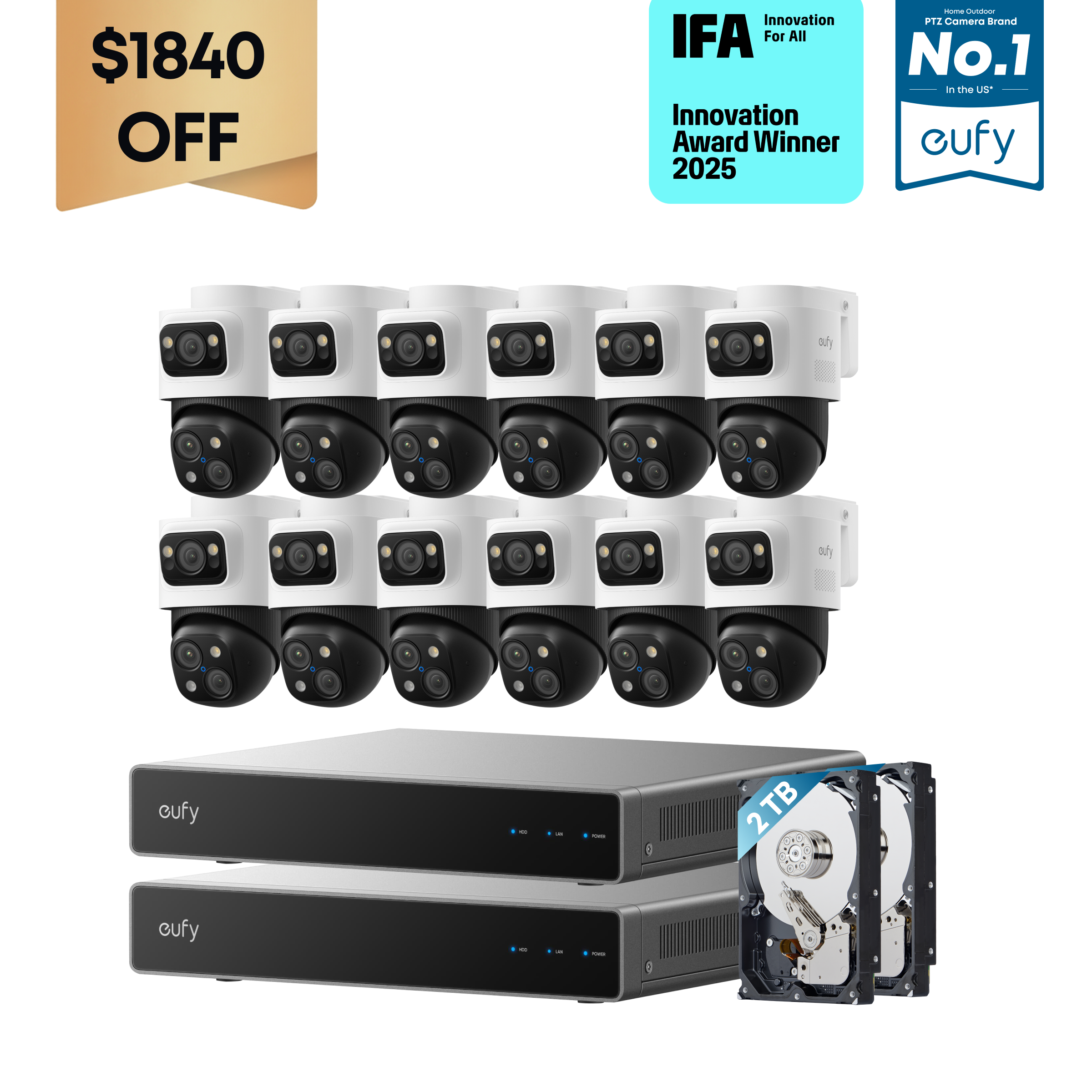 eufy Dual-NVR PoE System with 12 PoE Cam S4