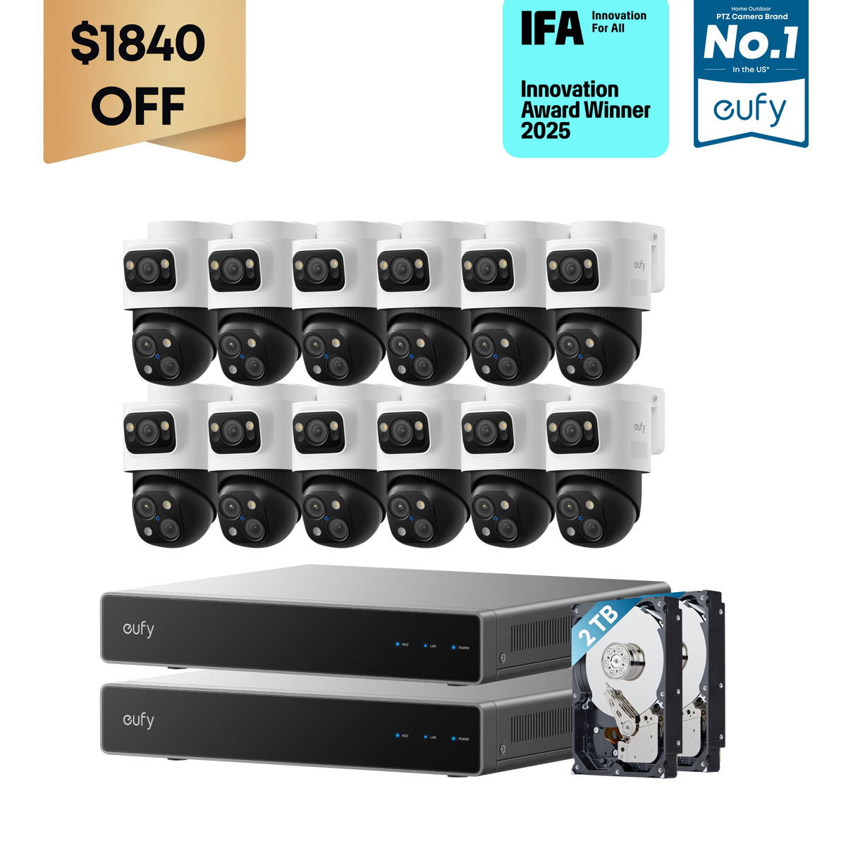 eufy Dual-NVR PoE System with 12 PoE Cam S4