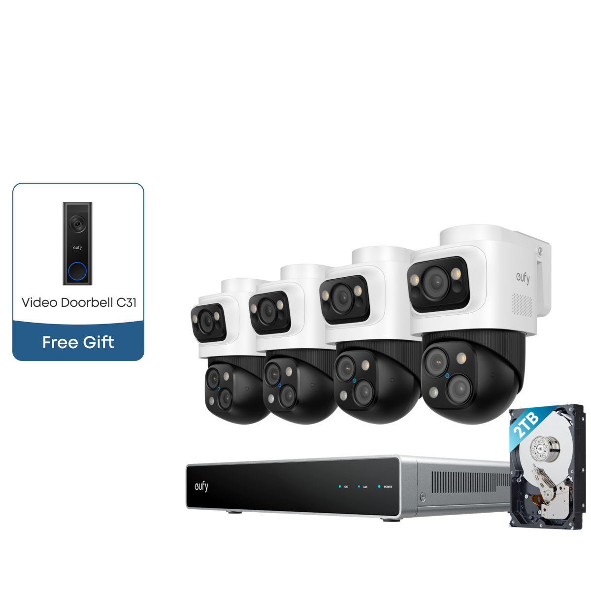 eufy PoE NVR Security System S4 Max + eufy Video Doorbell C31