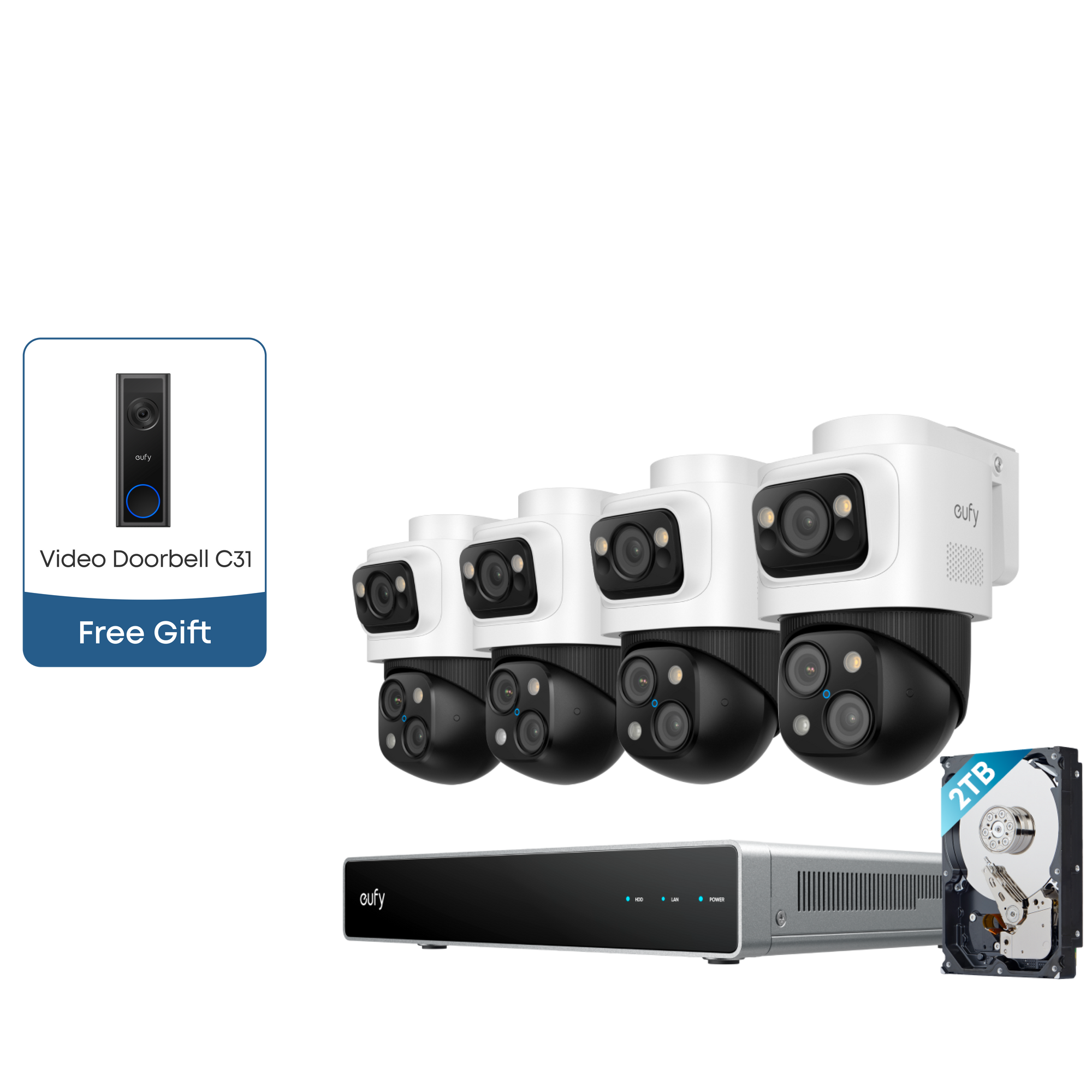 eufy PoE NVR Security System S4 Max + eufy Video Doorbell C31