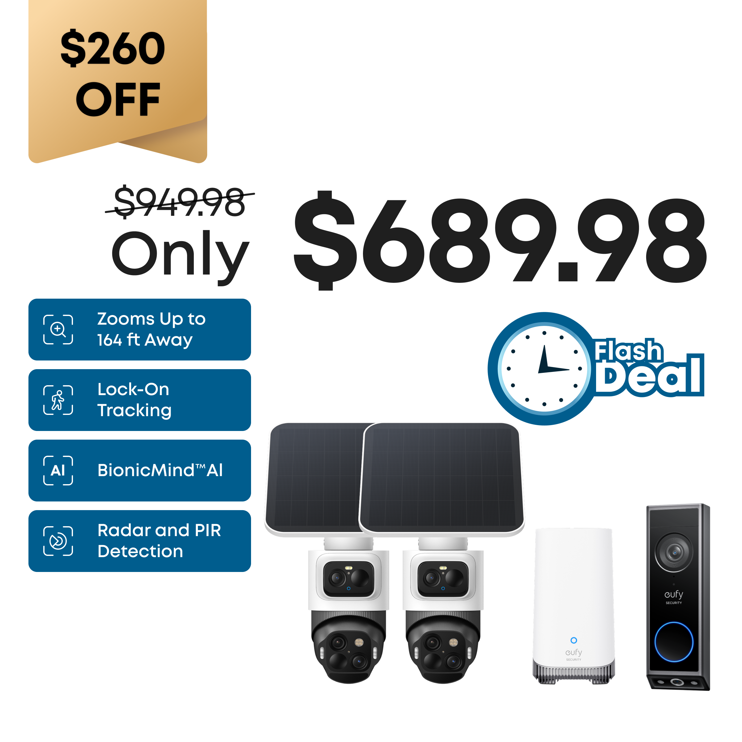 eufyCam S4 2-Cam Kit + Video Doorbell E340