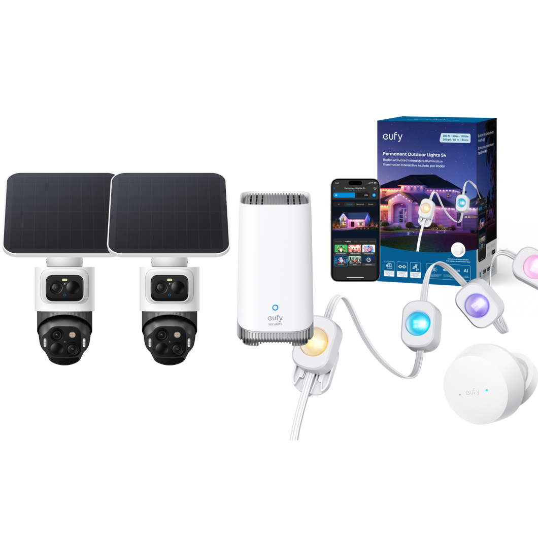 eufyCam S4 2-Cam Kit + eufy Permanent Outdoor Lights S4 (200ft with 144 LEDs)