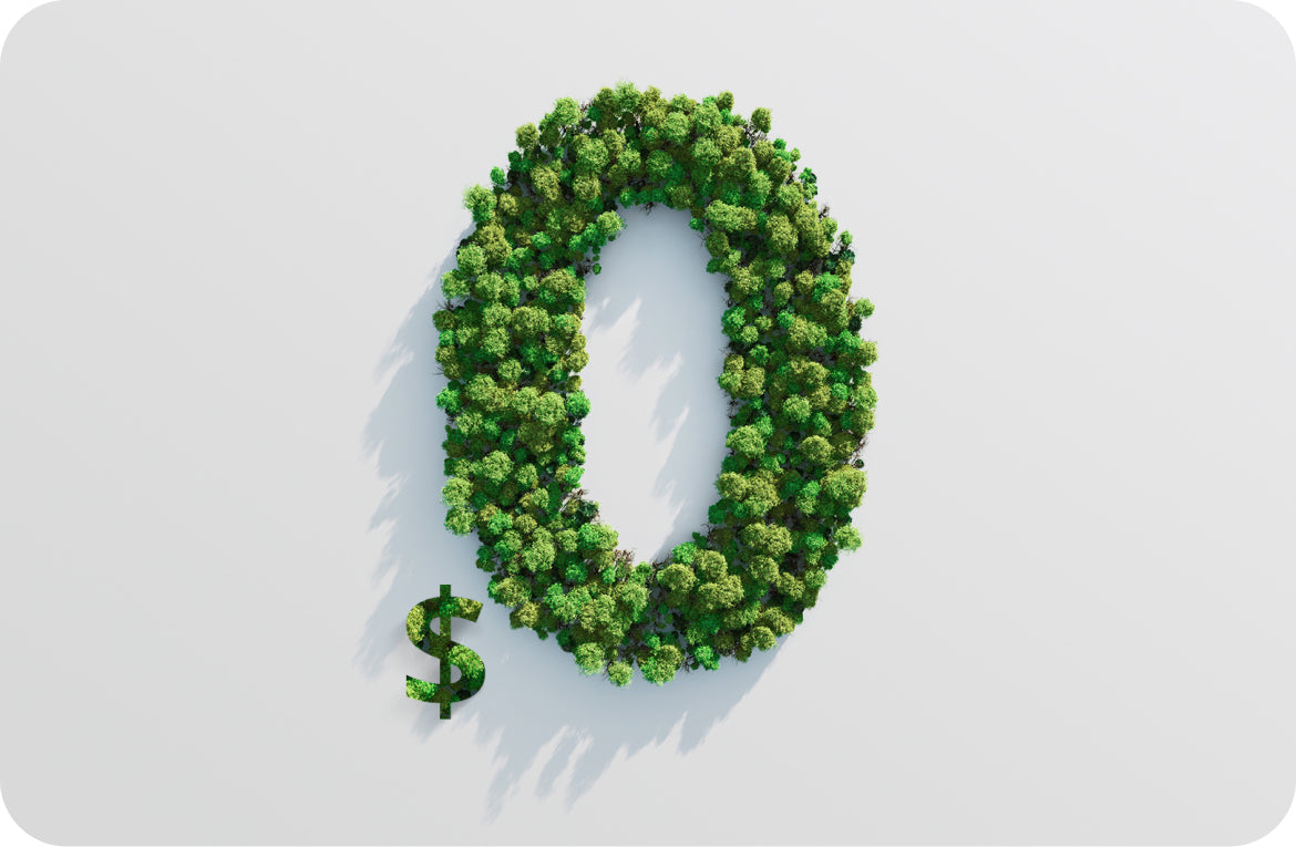 eufy Bäume in Null-Form mit einem grünen Dollarzeichen