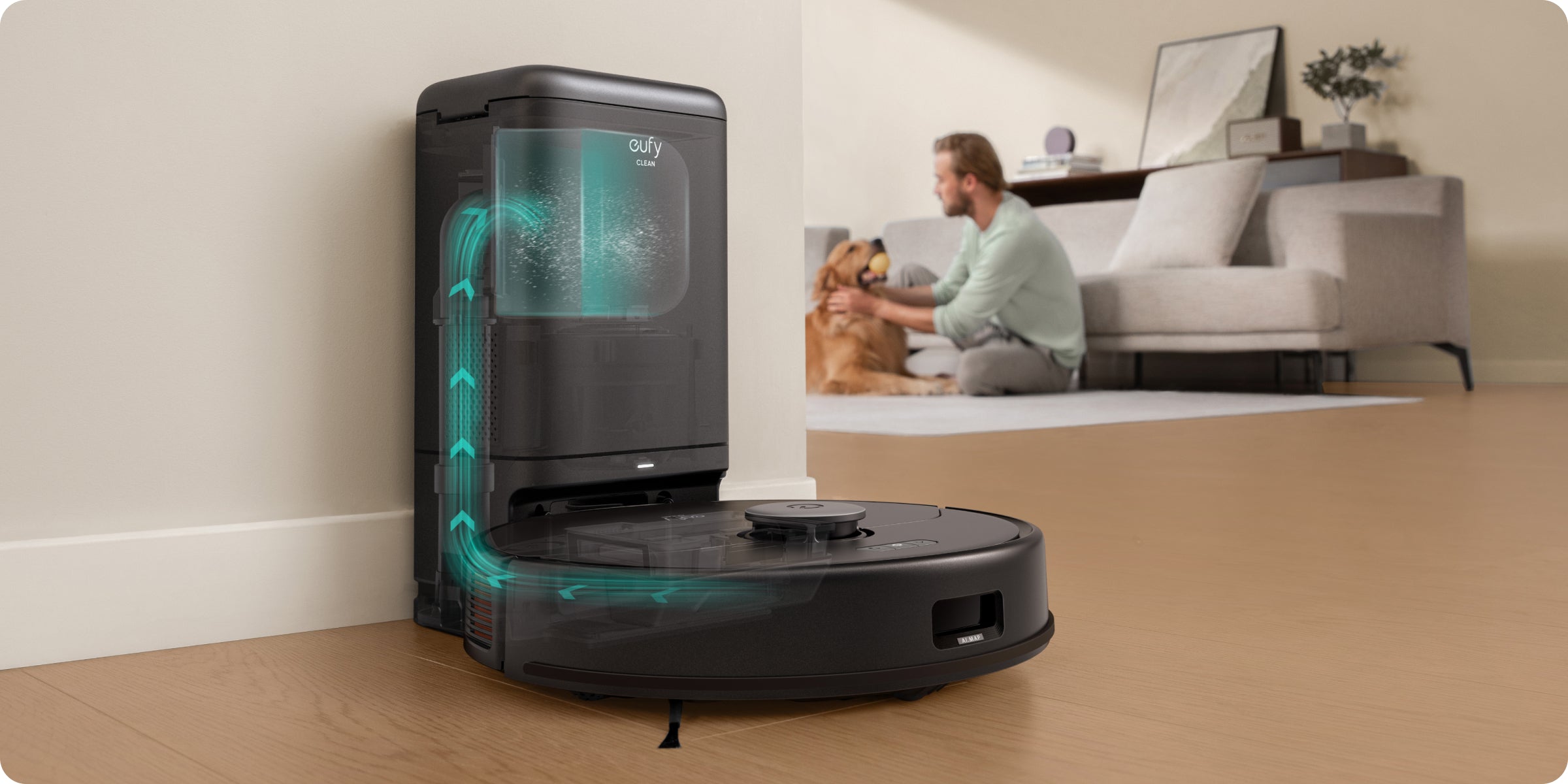 eufy Reinigungsstation mit innovativerevent: ping Luftstromtechnologie für Haustierbesitzer